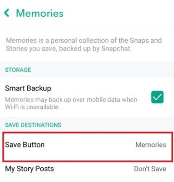 exporter la mémoire sur Snapchat