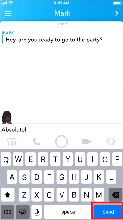 Messages texte sur Snapchat