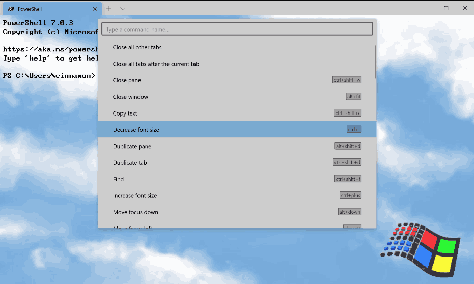 Windows Terminal 1.3 -välilehden kytkin