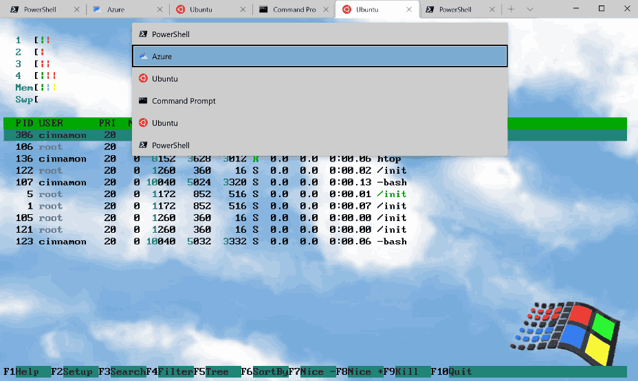 Windows Terminal 1.3 -välilehden väri