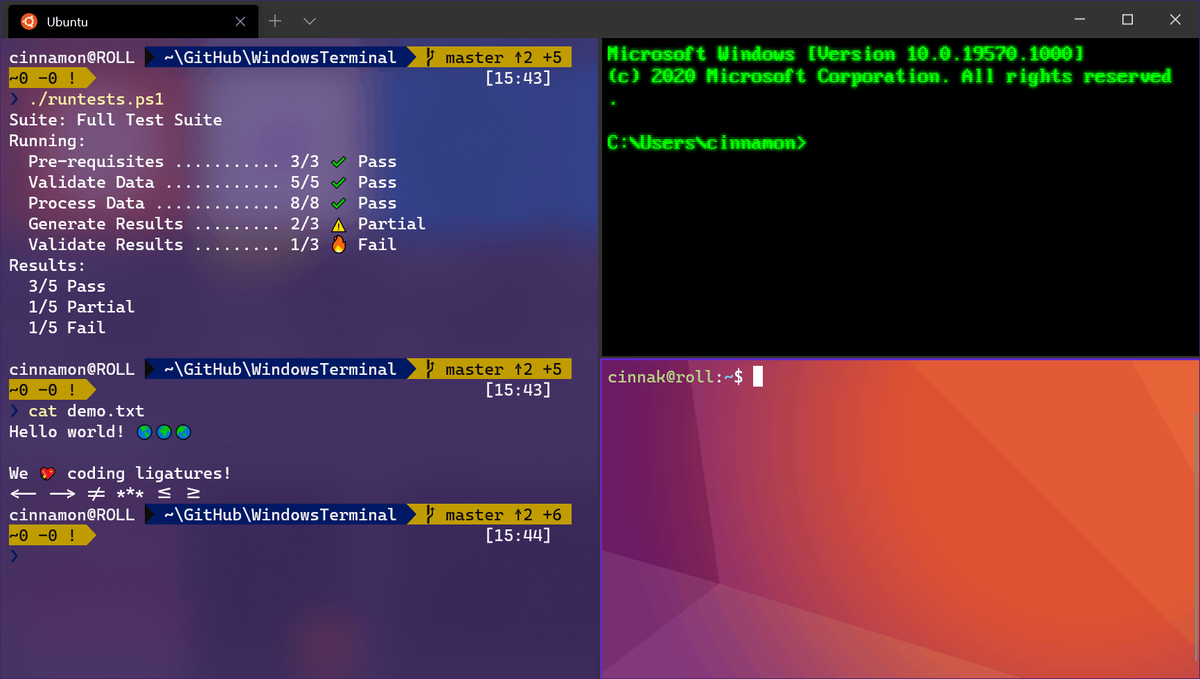 Zakładki i okienka terminala systemu Windows
