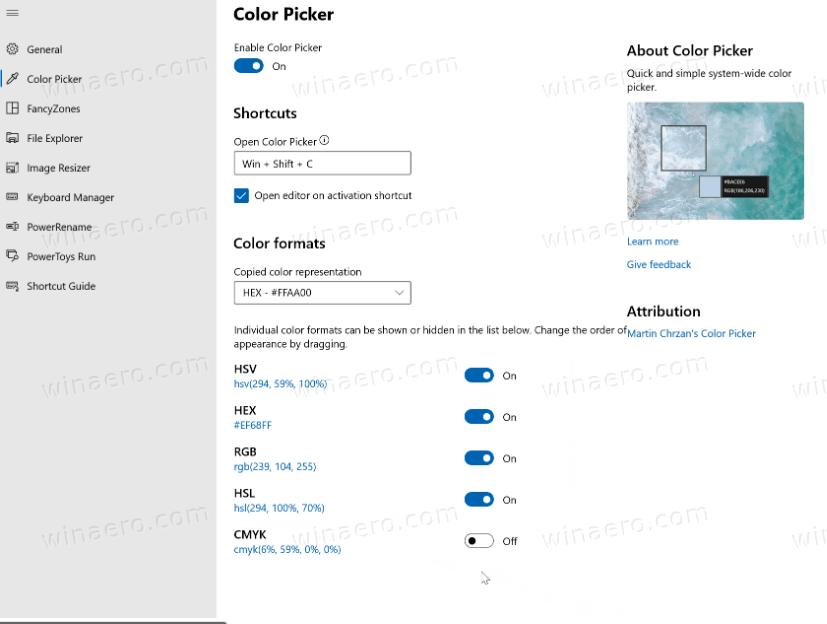 Slika 6 PowerToys New Color Picker V2