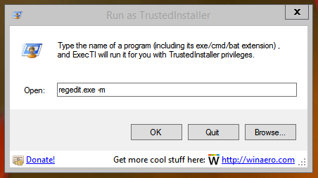 ExecTIはTrustedInstallerとして実行