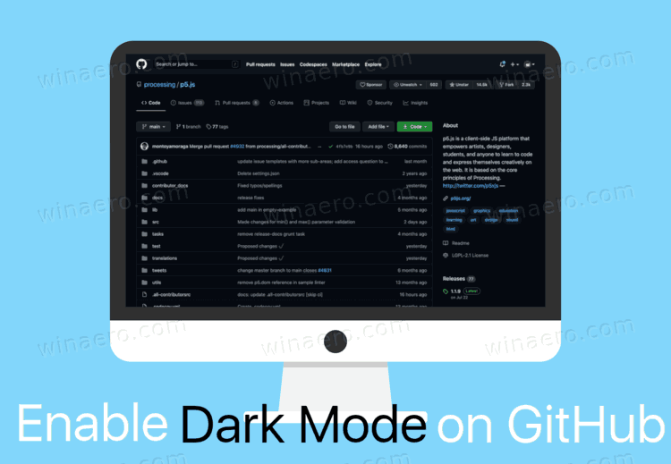 Activați modul întunecat pe GitHub