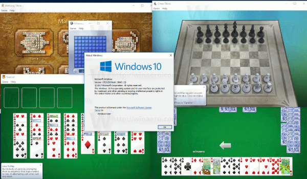 Windows 10 크리에이터 업데이트를위한 클래식 카드 게임