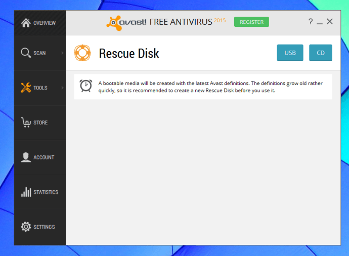 „Avast Free Antivirus 2015“ apžvalga - gelbėjimo disko kūrimas