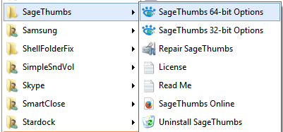 Scorciatoie di SageThumbs