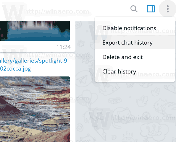 Historial de chat de exportación de Telegram terminado