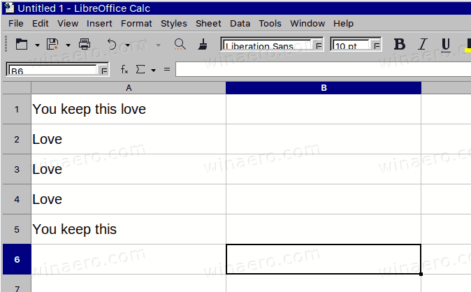 LibreOffice Calc tabulka s dublikáty