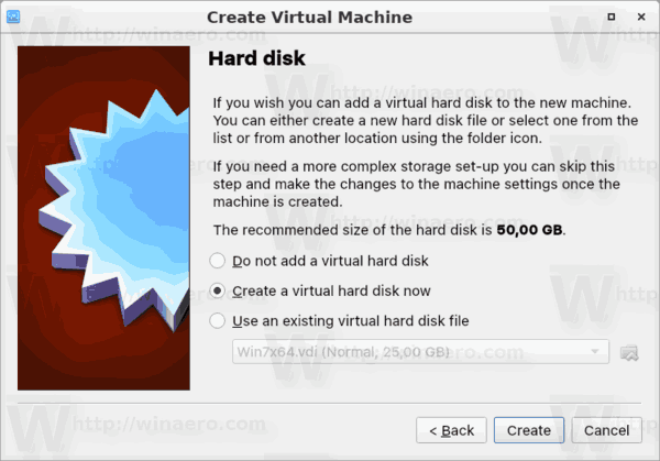 Disk stroja VirtualBox