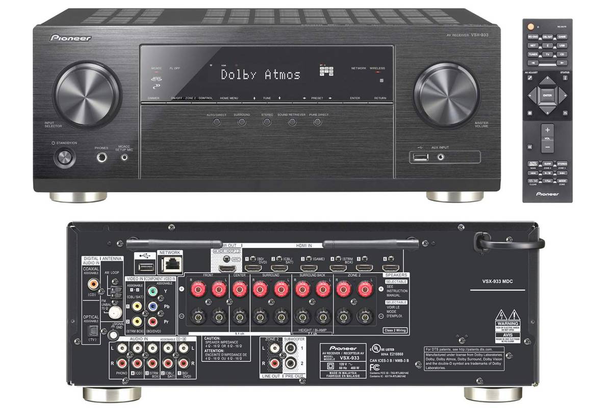 Récepteur de cinéma maison Dolby Atmos Pioneer VSX-933