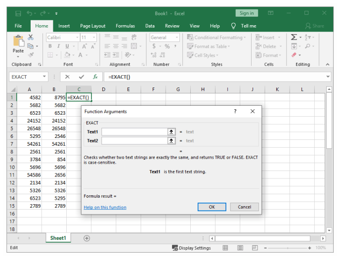 Dve bunky programu Excel obsahujú rovnakú hodnotu