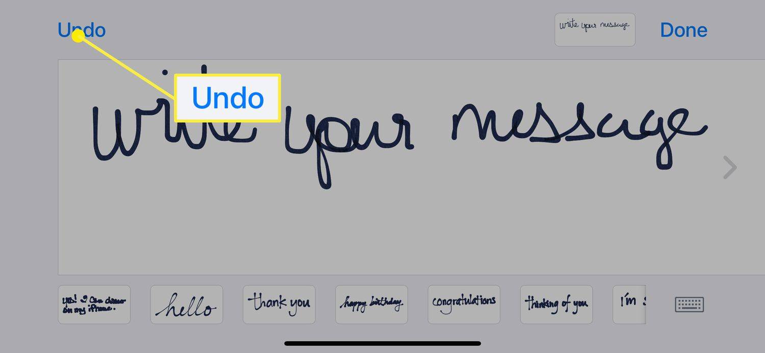 Ang opsyong I-undo sa tampok na sketch ng iOS.