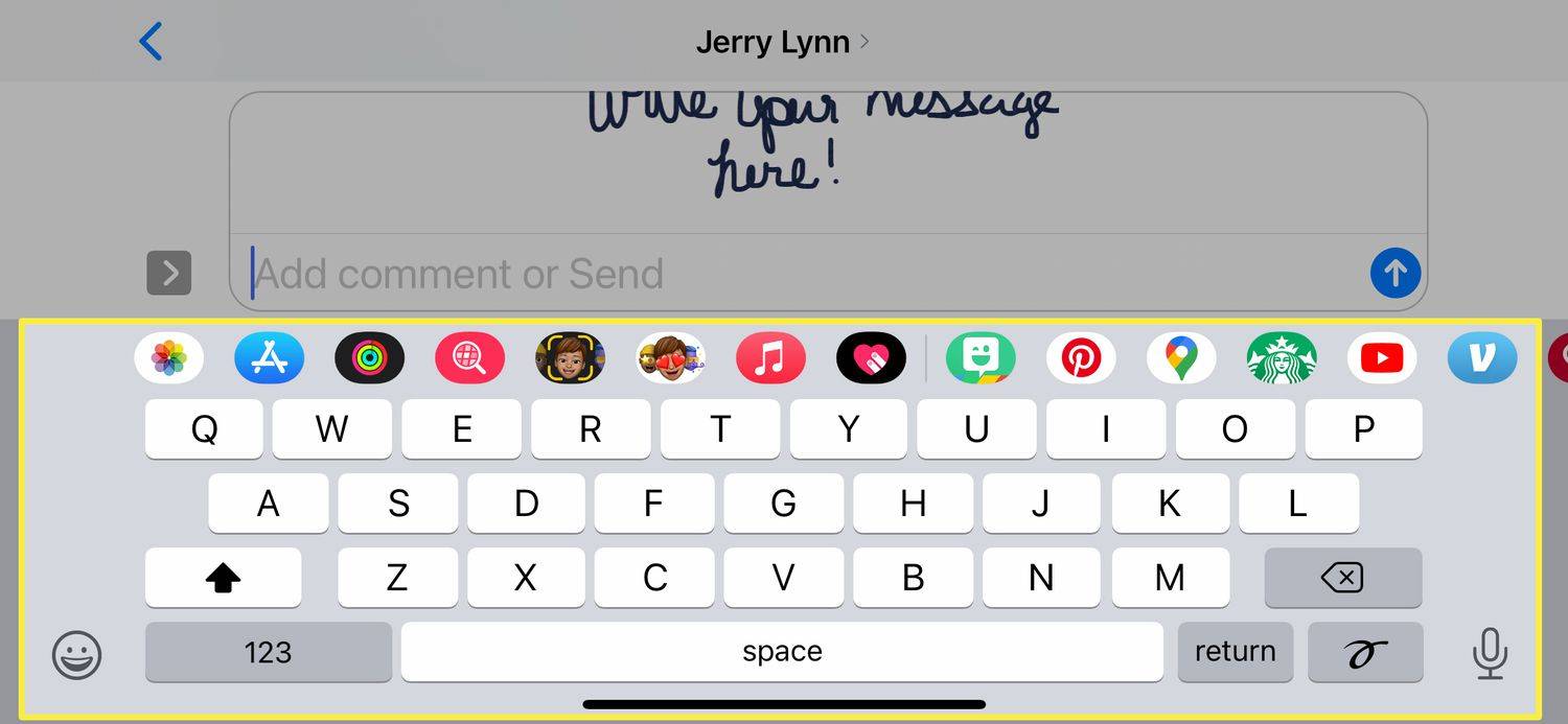 Οι επιλογές κειμένου και emoji στο iMessage.