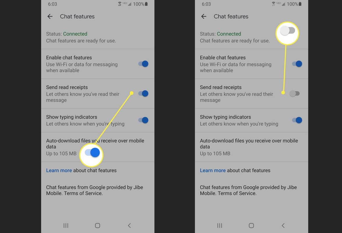 הפעלה וכיבוי של אישורי קריאה ב-Android Messages...