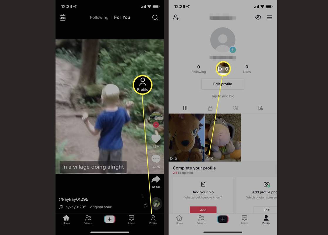 تطبيق TikTok مع تمييز مشاهدات الفيديو.