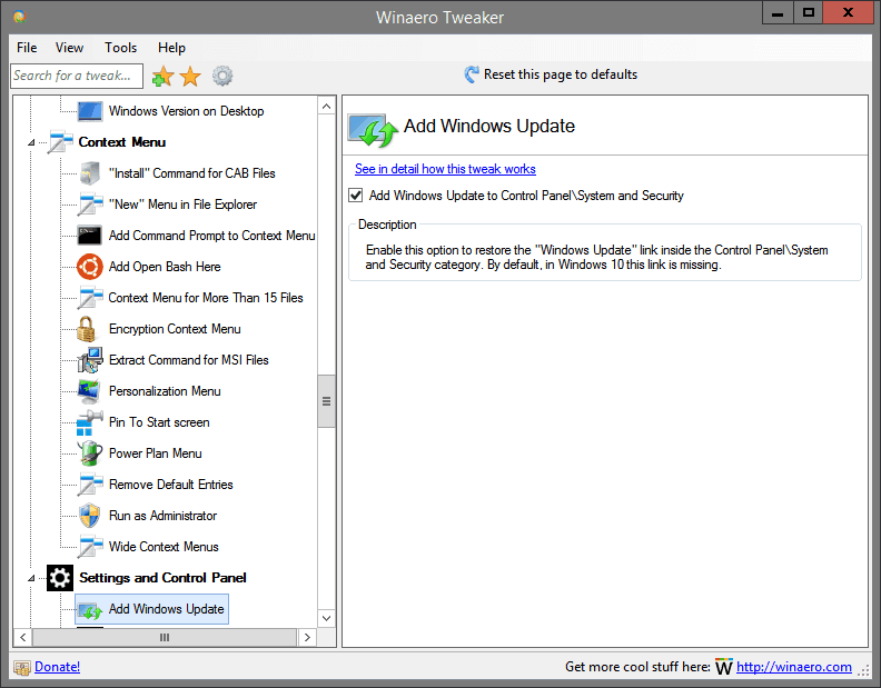 Pridajte službu Windows Update