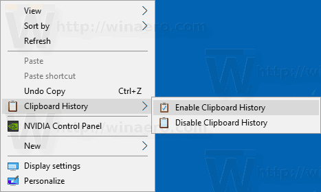 Kontextová ponuka histórie schránky Windows 10