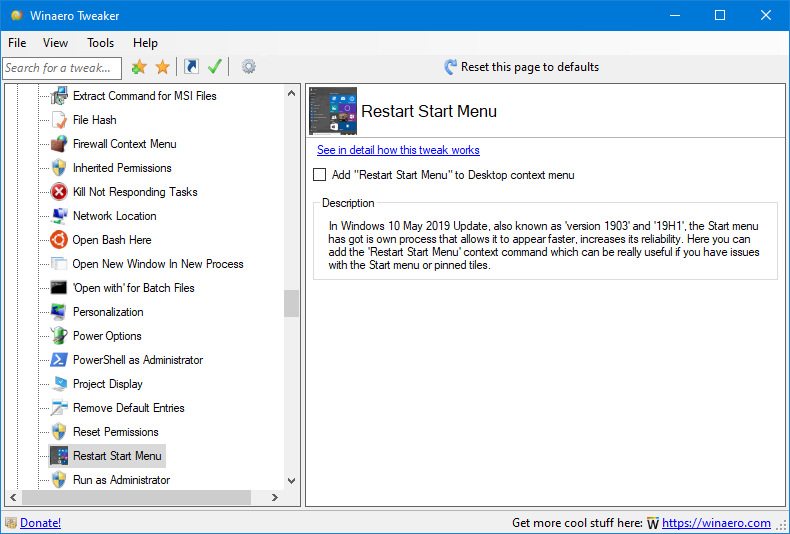 Pridať projekt Zobraziť kontextové menu na pracovnej ploche Windows 10