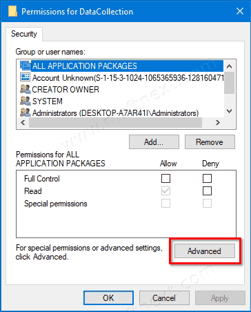 Windows 10 Deaktiver arv til registreringsnøgle