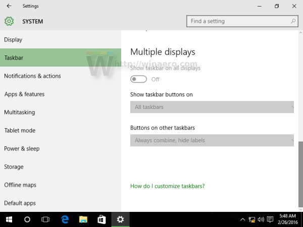 Barra de tasques de configuració de Windows 10 3