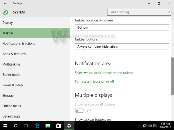Taskleiste für Windows 10-Einstellungen 2