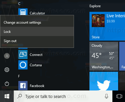 شاشة قفل Windows 10 من أيقونة المستخدم