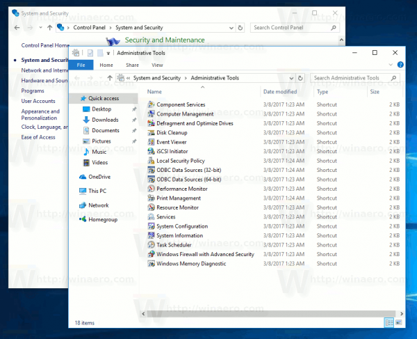 Administrative værktøjer Windows 10