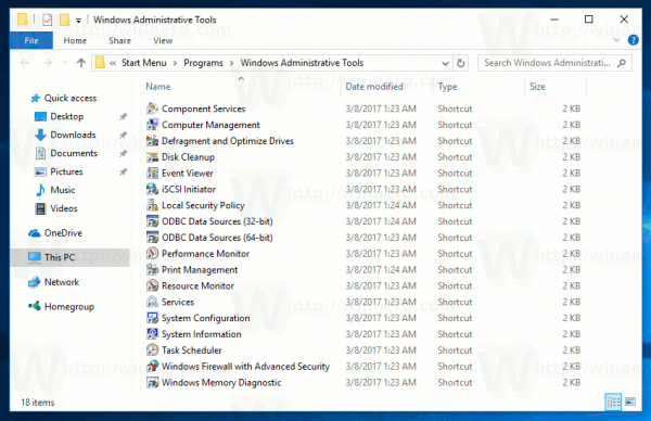 أدوات إدارية Windows 10