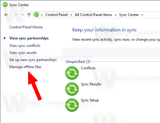 Φάκελος Windows 10 Offline Files Δημιουργία συντόμευσης με μη αυτόματο τρόπο 1