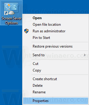 Utworzono skrót do wygaszacza ekranu systemu Windows 10