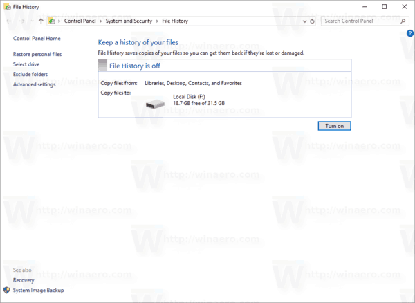 Windows 10 파일 기록