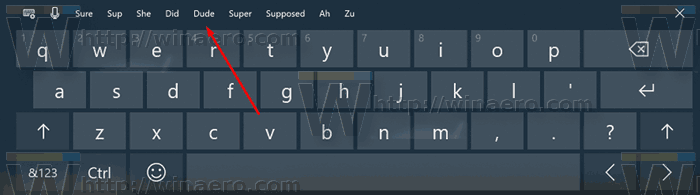 Suggestions de clavier tactile Windows 10