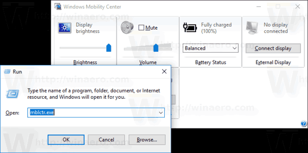 Åpne mobilitetssenter Windows 10 Cortana