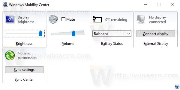 Κέντρο κινητικότητας Windows 10