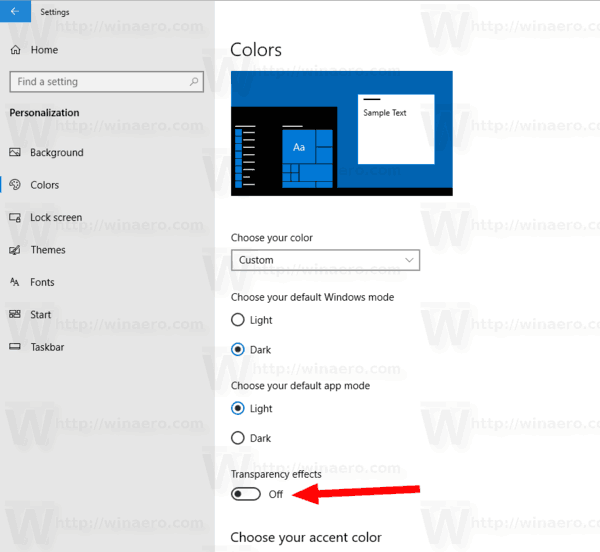 Le flou de Windows 10 est désactivé sur l