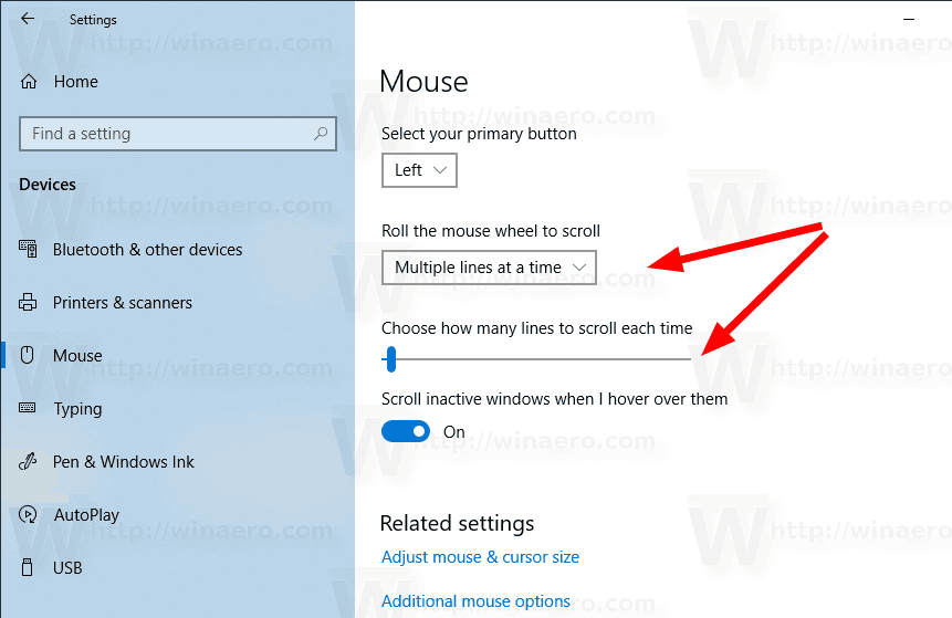 Número de líneas del mouse de Windows 10 para desplazarse por el ajuste del registro
