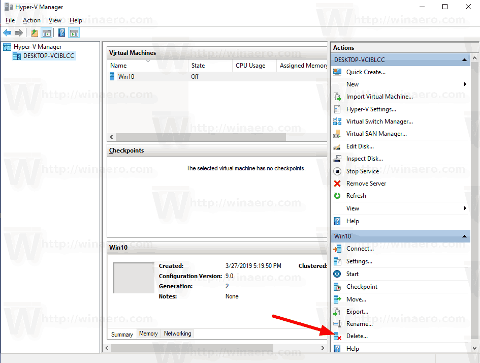 Windows 10 Hyper V Odstrániť VM 4