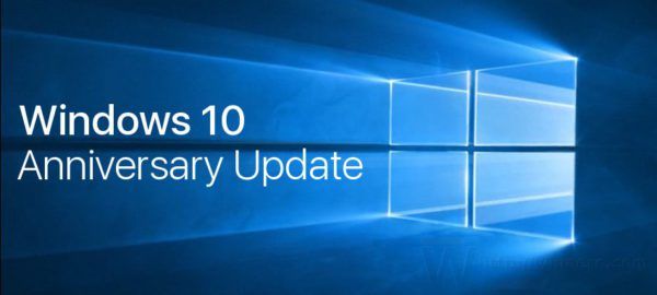 Baner z logo aktualizacji systemu Windows 10 na rocznicę