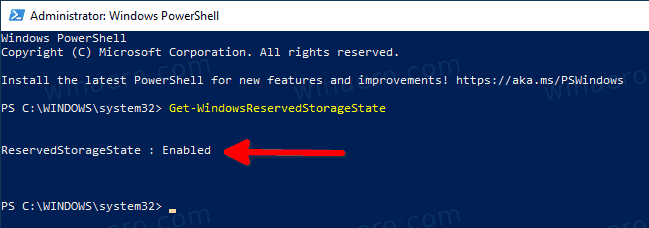 PowerShell Reserved Storage Service