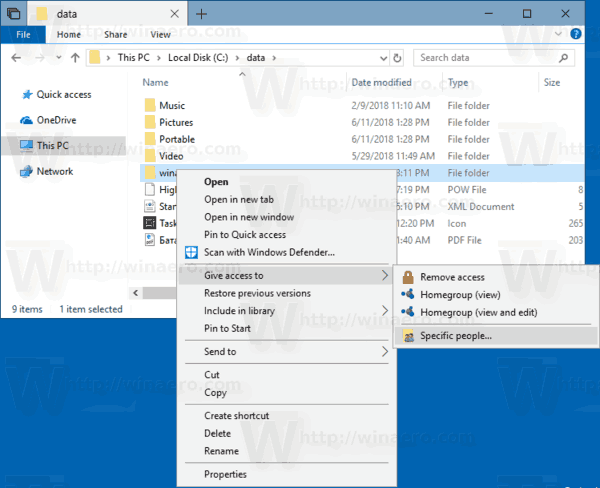 Windows 10 Dijeljenje mape Omogućite pristup 5