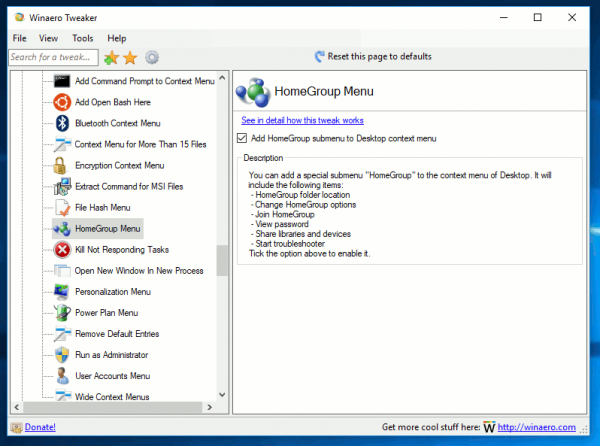 Windows 10 Organize sintonizador de menu de contexto