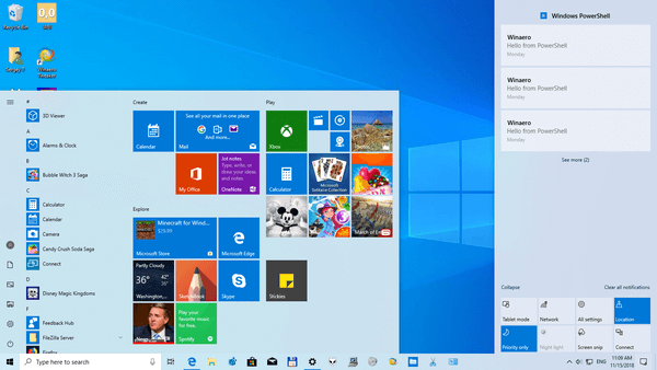 Windows 10 Light Θέμα σε δράση