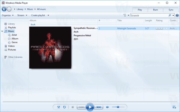 Windows Media Player musik