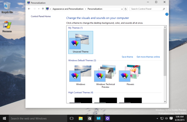 Windows 10 10074 personointi klassikko