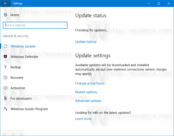 Windows 10 Προβολή εγκατεστημένου συνδέσμου ενημερώσεων