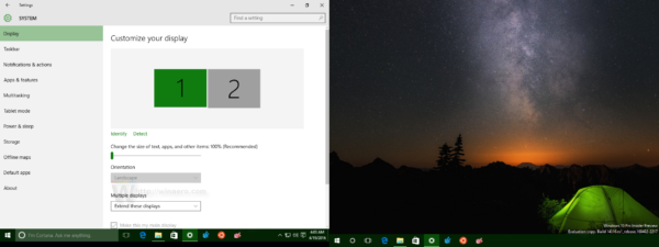 Windows 10 إعدادات شاشات متعددة