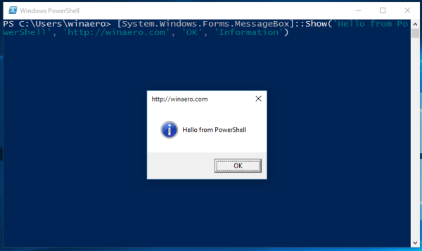 Windows 10 γεια σας από το PowerShell