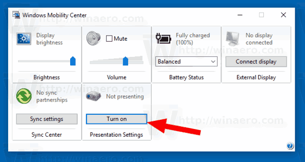 Mga Setting ng Mode ng Pagtatanghal ng Windows 10