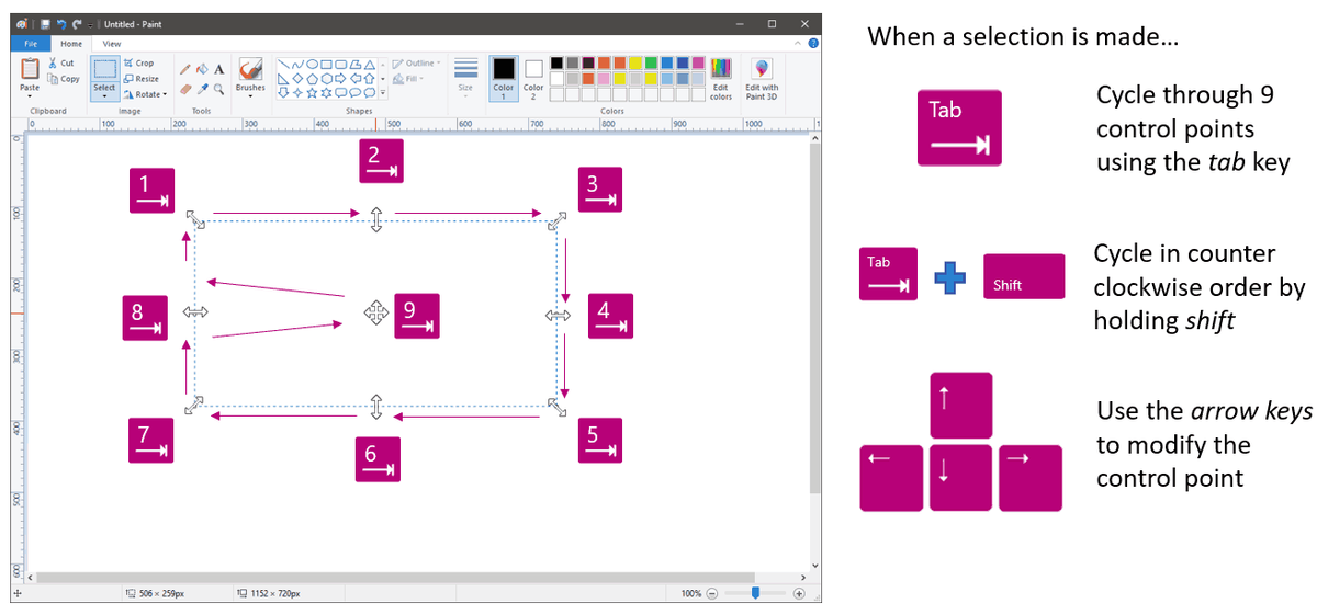 Microsoft Paint-toetsenbordnavigatie-afbeelding